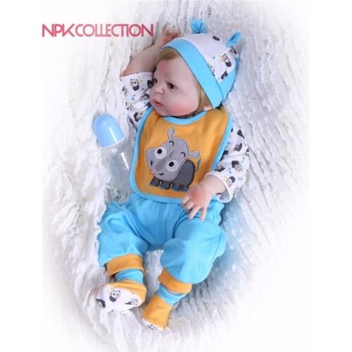 NPK 57CM Full Body Silicone Boy Reborn Babies Doll Toys Prince Babies Doll Wig Hair Birthday Gift Kids Brinquedos
