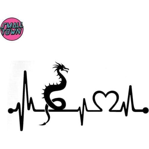 Small Town 20.3cm*10.2cm Dragon Heartbeat Lifeline Fashion Vinyl Car-Styling Stickers Black/Silver S3-4977