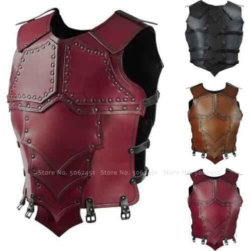 Medieval Retro Men Soldier Combat Equestrian Leather Armor Stage British Style Knight Vest Carnival Party Cosplay Costume