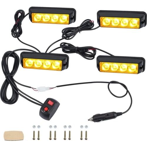 4 X 4 Truck LED Front Flasher, 18 Flashing Modes IP65 Emergency Side Warning Lights for 12/24V Tractor, Lorry, Forklift