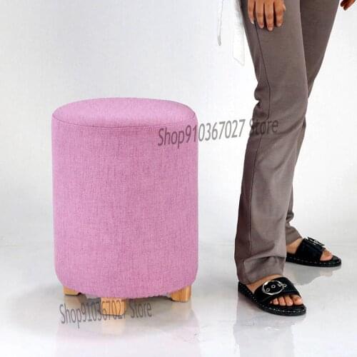 Solid Wood Shoe Changing Stool Clothing Store Fitting Room Stool Fabric Round Stool Household Living Room Small Sofa Stool