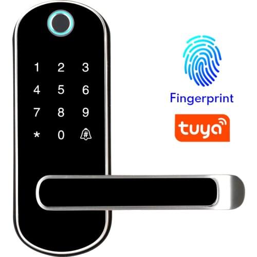 Tuya app fingerprint smart lock, wifi App waterproof button pincode Keypad electronic door lock, biometric remote control lock