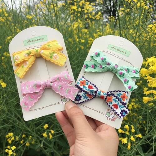 2020 Spring And Summer New Bow Hairpin Japanese Sweet National Style Embroidery Bangs Hairpin