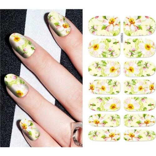 1 sheet DIY Nail Art Water Transfer Stickers Daisy Lily Flower slider adhesive Watermark Decals Women Beauty Wedding Nails