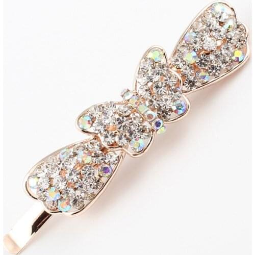Butterfly insect hair jewely rhinestones clear pink purple golden alloy hairclip hot brand hair grip head accessories 1PC