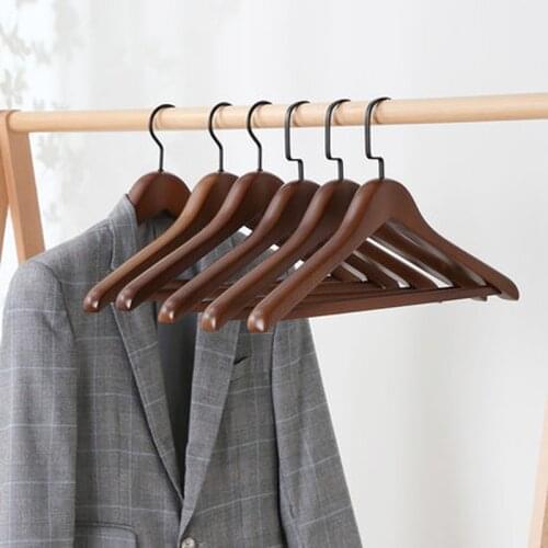10pcs/lot 44cm High-Grade Wooden Suit Hangers Solid Wood Coat Hanger with 360° Swivel Hook Extra Thick Seamless Drying Rack