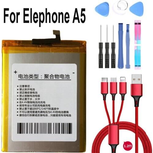 100% new for Elephone A5 Battery Replacement For Elephone A4 P8000 P9000 S7 R9 Batteries Bateria Smart+USB cable+toolkit