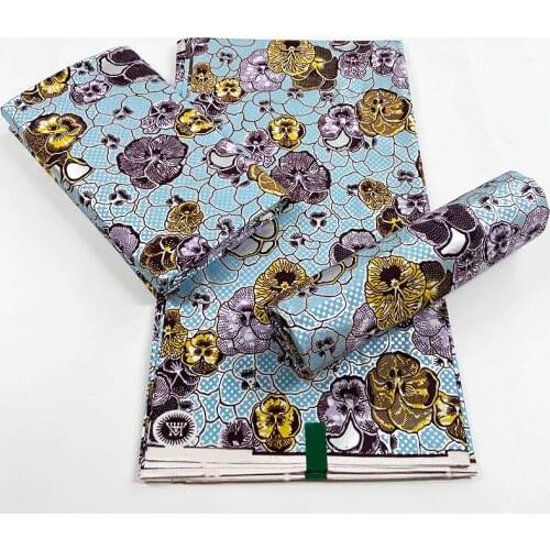 2021 Good quality african nigeria gold veritable 100% cotton real wax lace print fabric