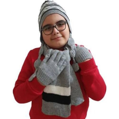 Edwol Children Waiter Boy 3 pcs Scarf Beanie Glove Set