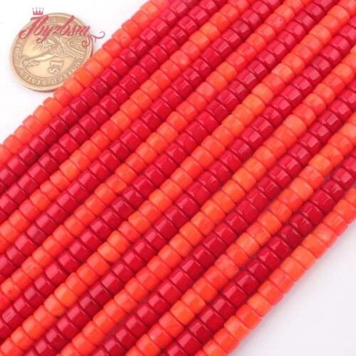 4x6mm Smooth Button Shape Coral Beads Natural Stone Beads For DIY Necklace Bracelets Eaaring Jewelry Making 15" Free Shipping