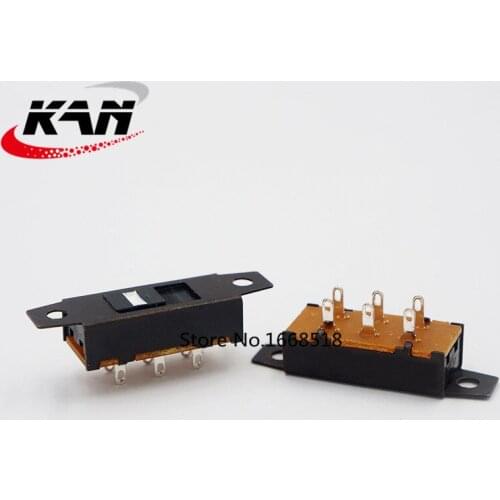 50PCS SS-22J03 2P2T Double pole double throw 2 position no handle slide switch 6 solder lug pin verticle type without fixed pin