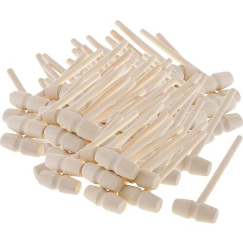80pcs 14cm Natural Wooden Hammer Wood Mallets Small For Seafood Lobster Crackers
