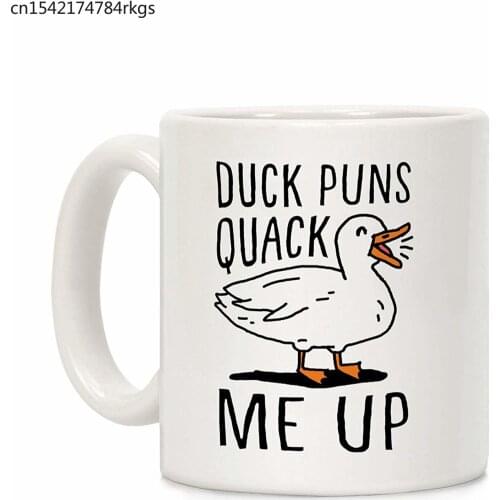 Duck Puns Quack Me Up White 11 Ounce Ceramic Coffee Mug