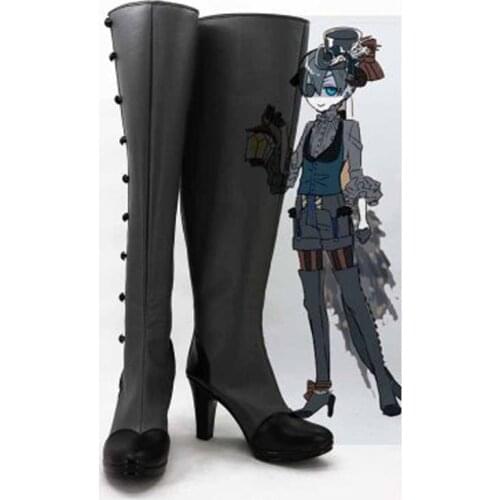Black Butler Ciel Phantomhive Devil Cosplay Boots Shoes Anime Party Cosplay Show Boots Custom Made for Adult Men Shoes