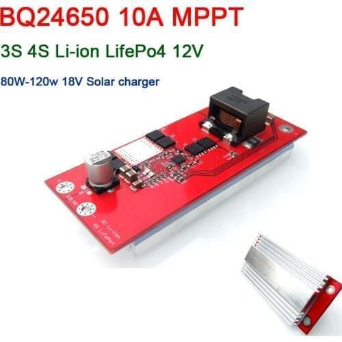 BQ24650 10A MPPT Solar Controller 12V 3S 4S Li-ion LifePo4 lithium Battery Charging Board Cell FOR 80-120W 18v 21V Solar charger