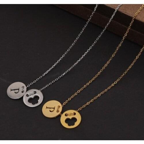 Steel Hollow Butterfly Letter Pendant Necklace Stainless Steel Mirror Polished Simple Bestie Short Clavicle Chain 10pcs/lot