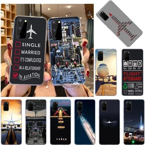 Airplane Runway Aircraft Fly Soft TPU Phone Case For Samsung S21 FE S20 Ultra Note 20 10 Pro 9 8 S10 Lite S10E S9 Plus Cover