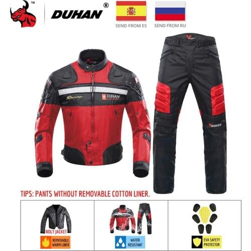 DUHAN Men Motorcycle Jacket Motocross Jacket Moto Windproof Cold-proof Clothing Motorbike Chaqueta Protector for Four seasons