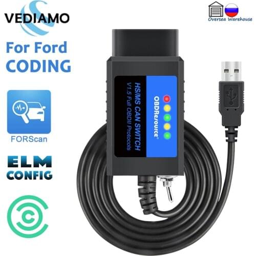 F450 Coding V1.5 OBD2 USB for Adapter OBDResource F250 FORScan ELM327 F350 ELMConfig F150 Ford FoCCCus