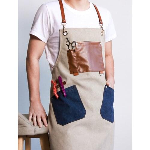 Apron Denim Work Clothes for Men and Women Hair Stylist Home Kitchen Baking Hairdressing Manicure Tooling