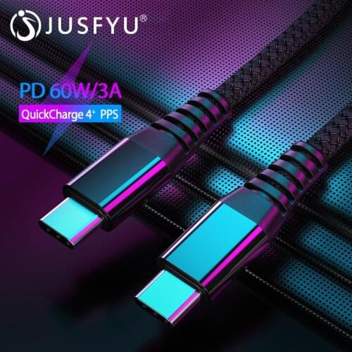 PD USB Type C To Type Cable 60W Mobile Phone Fast Charging Data Cord USB C Wire For MacBook Air For Xiaomi 11 Huawei P40 Samung