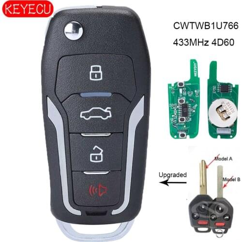 KEYECU Upgraded Flip Remote Car Key Fob 433MHz 4D60 Chip 4 Button for Subaru Legacy Outback 2009-2014 FCC: CWTWB1U766