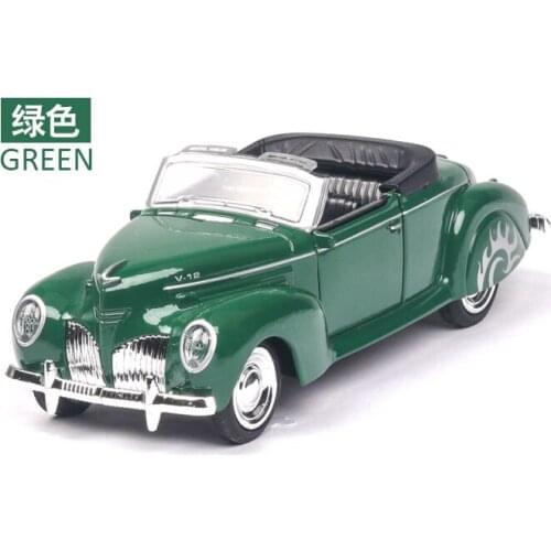 Lincoln convertible classic car with sound and light simulation 1:38 alloy childrens toy car model decoration green car