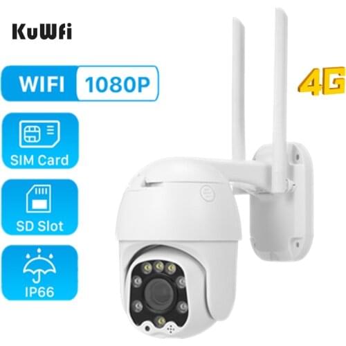 KuWFi 1080P 4G SIM Card Camera PTZ 2.0MP Wireless Wifi Camera Security Auto Focus Smart Night Vision Video Surveillance