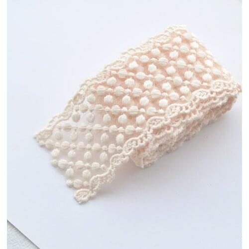 2021 New Mesh Embroidery Flower Lace Trim Ribbon Diy Craft Bow Hair Accessories Sewing Decoration Fabric Black Beige Bow Ribbon