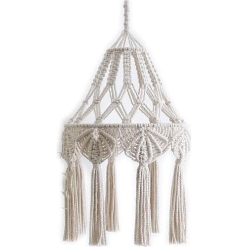 Macrame Wall Hanging Ins Style Hand-Woven Tapestry Girl Heart Bedroom Living Room Nordic Chandelier Cover Decoration
