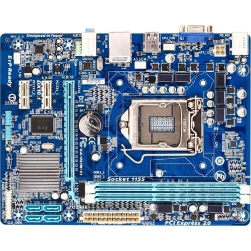 For GIGABYTE GA-H61M-S1 Desktop Motherboard H61 Socket LGA 1155 i3 i5 i7 DDR3 16G uATX UEFI BIOS H61M-DS1 Used Mainboard