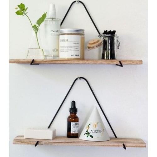 Metal Wood Shelf Bookshelf Decoration Wall Mounted Bathroom Kitchen Rack Home Decoration 2 Pcs