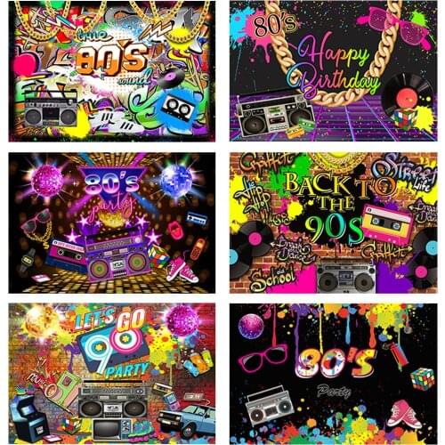 Mocsicka Back to The 80s Birthday Party Backdrop Hip Hop Rock Punk Music Disco Birthday Photo Background Birthday Party Decor