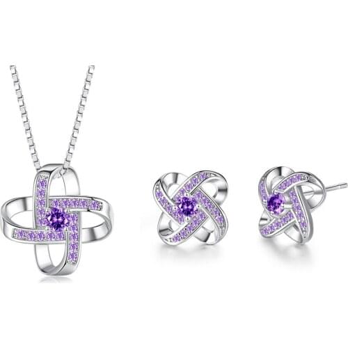 Fashion Luckly Rotating Crystal Earrings Necklace Sets Women Popular New Simple Cubic Zircon Micro Inlay Hollow Pendants