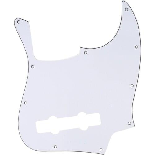 Musiclily Pro 5-String 10-Hole Contemporary J Bass Pickguard for Fender Mexican Jazz Bass, 3Ply White