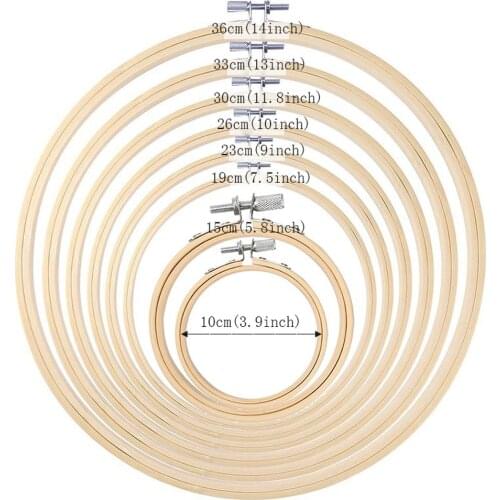 8 Pieces Embroidery Hoop Set Bamboo Circle Cross Stitch Hoop Ring 3.9 inch to 14 inch for Embroidery and Cross Stitch
