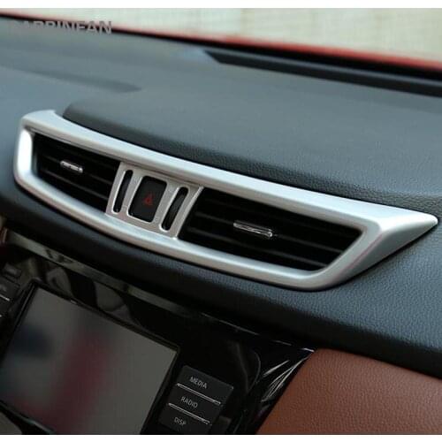 ABS Chrome Plastic Car Sticker Middle Air Vent Outlet Cover Trim Sticker Accessories For Nissan Rogue X-Trail T32 2017 2018 C524