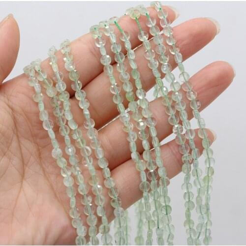 Natural Semi-precious Stone Oblate Section Beads Green 4mm For DIY Necklace Earrings Accessories Gift Length 38cm