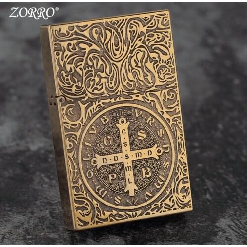 New High-Grade Kerosene Wheel Flint Lighter Zorro Ultra-Thin Carved Constantine Personalized Creative Gift Collection