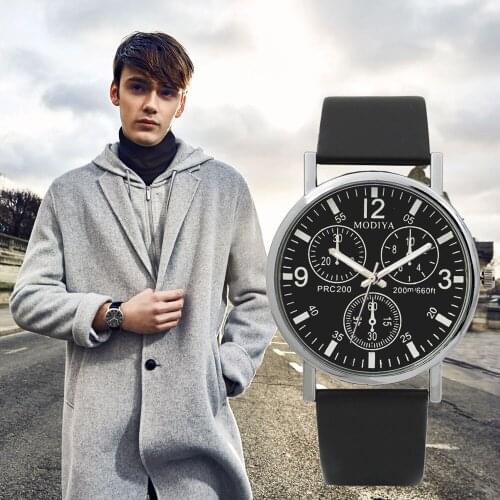2019 New Fashion Watches Quartz Mens Watch Blue Glass Leather Belt Watch Men Wrist Watches Cheap Relogio Masculino Hot Sale