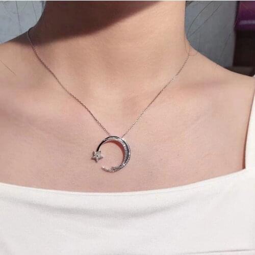 2021New Korea Fashion Simple StarMoon Shape Necklace for Women Engagement Birthday AnniversaryAccessories for Female Wholesale