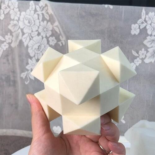 New irregular Rubiks Cube Silicone Candle Mold for DIY Handmade Aromatherapy Candle Plaster Ornaments Soap Mould Handicrafts
