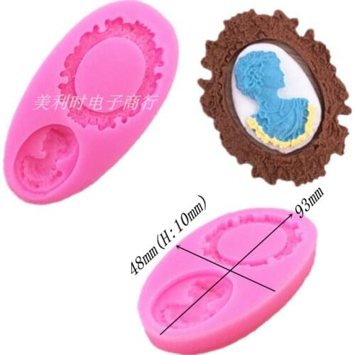 Wholesale Silicone mold K423 Mini Frame woman portrait shape craft clay mold Fondant cake mold Decoration DIY tools