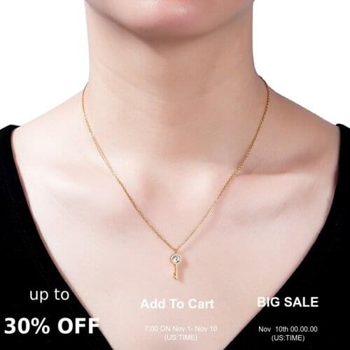 Stainless steel necklace fashion couple key pendant ladies clavicle gold necklace Valentines day gift card jewelry wholesale