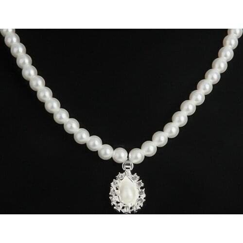 Necklace Earrings Chain Party Jewelry Elegant Pearl Crystal Drop Wedding