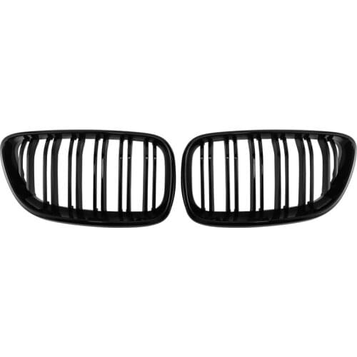 2Pcs Car Front Grille Fit for-BMW 2 Series F22 M235 2014 2015 2016 2017 2018 Double Pole Bright Black