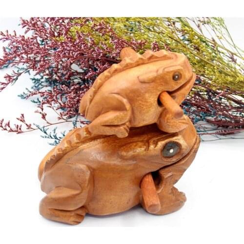 Percussion Instruments Guiro Rasp Wooden Frog with Scraper from Thailand Wooden Frog Musical Instrument GQ