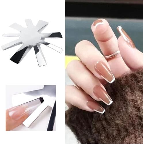 Pro 9 Sizes Easy French Smile Cut V Line Almond Shape Tips Manicure Edge Trimmer Nail Cutter Acrylic French Nail Auxiliary Tool
