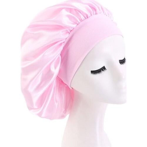 36cm Bonnet Hair Styling Cap For Sleeping Adjust Solid Satin Long Hair Care Women Night Sleep Hat Silk Head Wrap Styling Tools