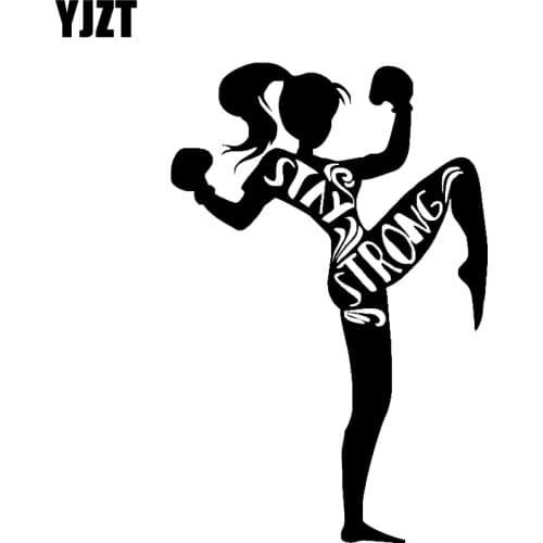 YJZT 9.4*14.2CM Interesting STAY STRONG Fitness Fight Boxing Sport Silhouette Car Stickers Vinyl Accessories C12-0797